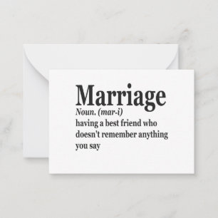 Funny Marriage Definition Couple Husband Wife Gift Notitiekaartje