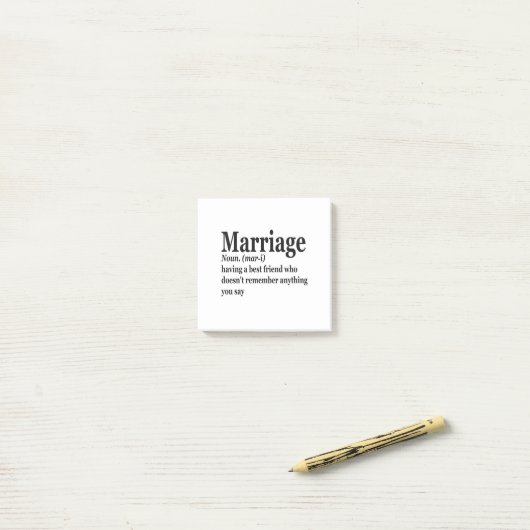 Funny Marriage Definition Couple Husband Wife Gift Post-it® Notes (Op bureau)