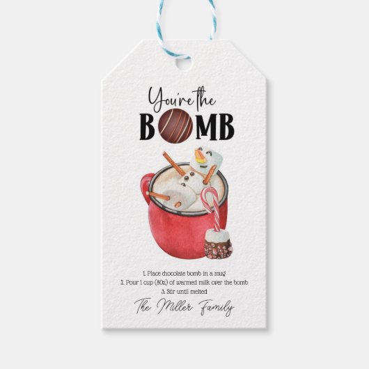 Funny Marshmallow Swimming Hot Chocolate Bomb Cadeaulabel (Voorkant)