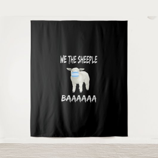 Funny mask sheep | sheeple wearing face mask wandkleed (Voorkant)