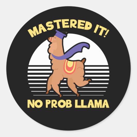 Funny Master Afstuderen Llama Afstuderen Joke Ronde Sticker (Voorkant)