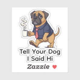 Funny Mastiff Dog Business Suit Coffee  Sticker