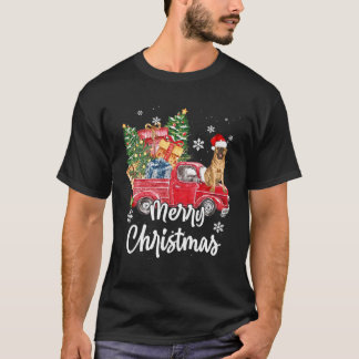 Funny Mastiff Ride Red Truck Merry Christmas Pajam T-shirt