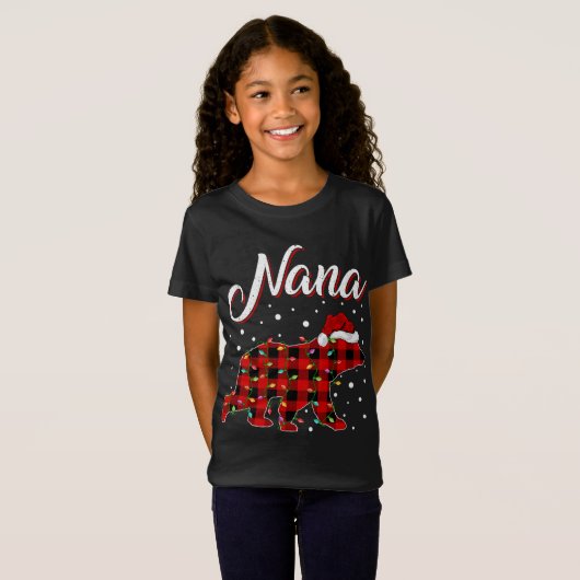 Funny Matching Buffalo Plaid Nana Bear Christmas P T-shirt (Voorkant volledig)