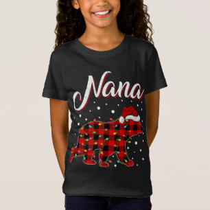 Funny Matching Buffalo Plaid Nana Bear Christmas P T-shirt