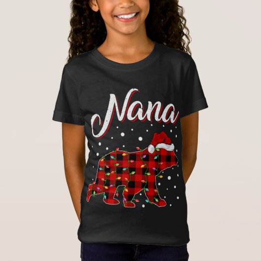 Funny Matching Buffalo Plaid Nana Bear Christmas P T-shirt (Voorkant)
