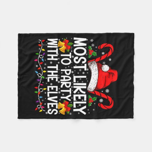 Funny Matching Christmas Most Likely To Party  Fleece Deken (Voorkant (Horizontaal))