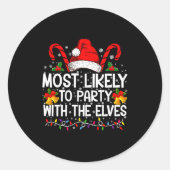 Funny Matching Christmas Most Likely To Party  Ronde Sticker (Voorkant)