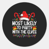 Funny Matching Christmas Most Likely To Party Ronde Sticker (Voorkant)