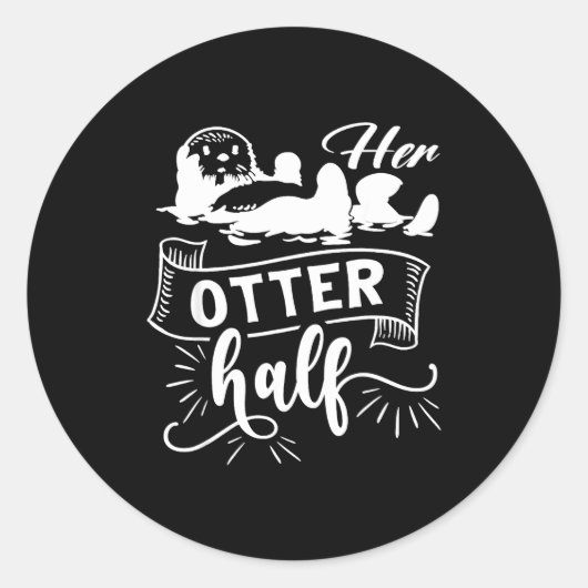 Funny Matching Couple His And Her Otter Half Valen Ronde Sticker (Voorkant)