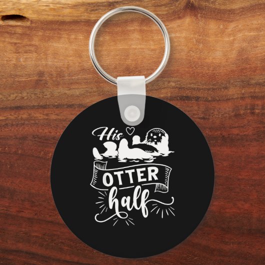 Funny Matching Couple His And Her Otter Half Valen Sleutelhanger (Voorkant)