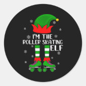 Funny Matching Group The Roller Skating Elf Christ Ronde Sticker (Voorkant)