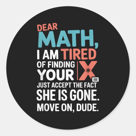 Funny Math Design For Boys Girls Math Teachers Men Ronde Sticker (Voorkant)