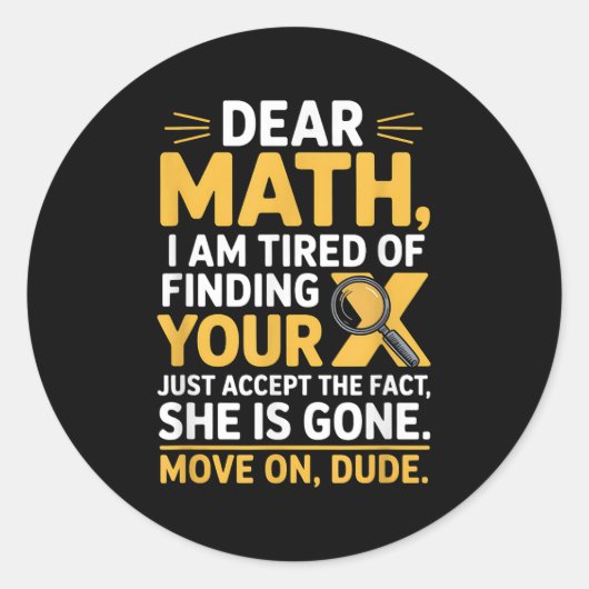 Funny Math Design For Boys Girls Math Teachers Men Ronde Sticker (Voorkant)