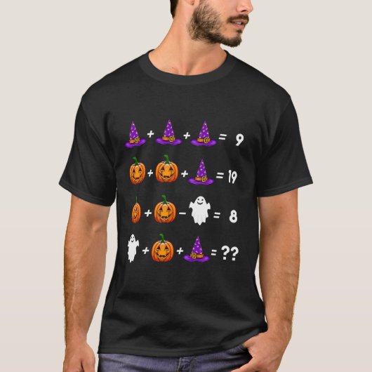 Funny Math Equation Pumpkin Hat Ghost Halloween T-shirt (Voorkant)