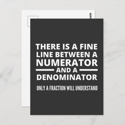 Funny Math FINE LINE NUMERATOR DENOMINATOR Briefkaart (Voorkant / Achterkant)