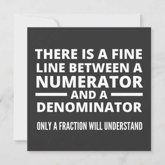 Funny Math FINE LINE NUMERATOR DENOMINATOR Kaart (Voorkant)