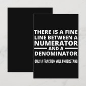 Funny Math  FINE LINE NUMERATOR DENOMINATOR Notitiekaartje (Voorkant / Achterkant)