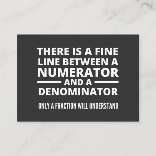 Funny Math FINE LINE NUMERATOR DENOMINATOR Visitekaartje (Voorkant)