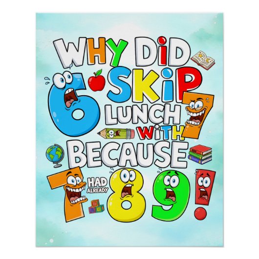 Funny Math Joke Numbers Sticker for Kids Perfect Poster (Voorkant)