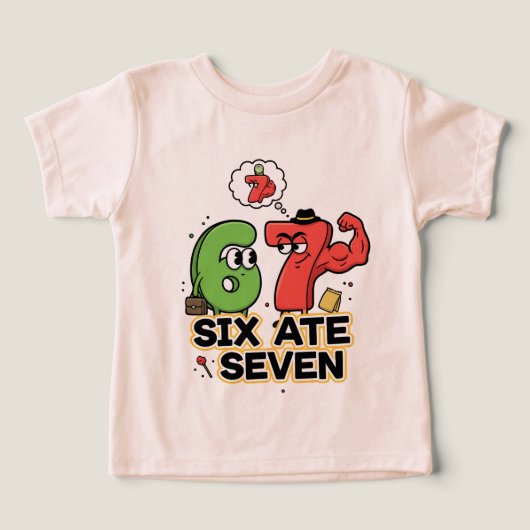 Funny Math Joke "Six Ate Seven" Cartoon Design (Design voorkant)