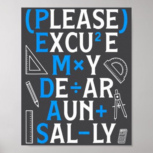 Funny Math Rules Pemdas Pun Teachers Math Day Poster (Voorkant)