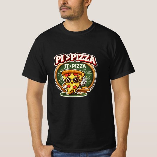 Funny Math Teacher Shirt – Pi Greater Than Pizza T (Voorkant)