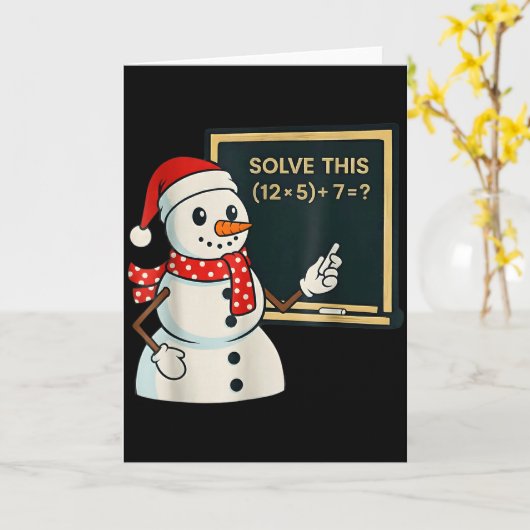 Funny Math Teacher Snowman Christmas Puzzle Winter Kaart (Gele Bloem)