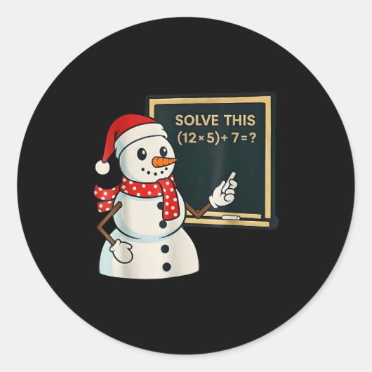 Funny Math Teacher Snowman Christmas Puzzle Winter Ronde Sticker (Voorkant)