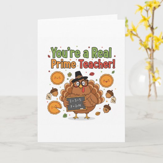 Funny Math Teacher Thanksgiving Card – Turkey Kaart (Gele Bloem)