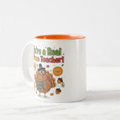 Funny Math Teacher Thanksgiving Mug – Turkey Tweekleurige Koffiemok (Voorkant links)