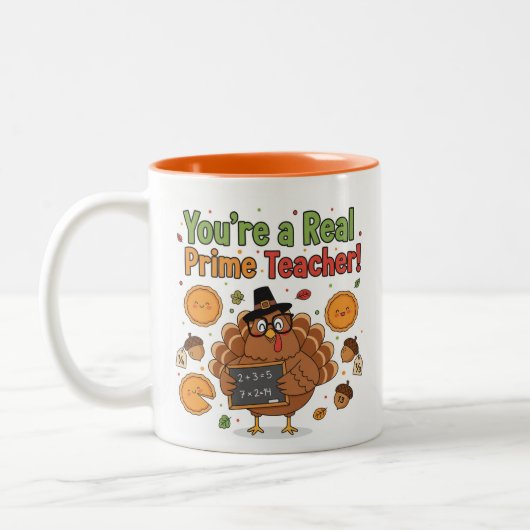 Funny Math Teacher Thanksgiving Mug – Turkey Tweekleurige Koffiemok (Links)