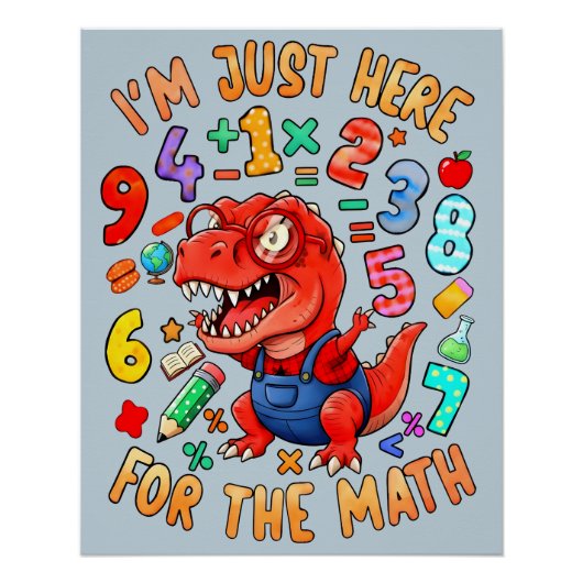 Funny Maths Dinosaur Poster for Kids UK Classroom (Voorkant)