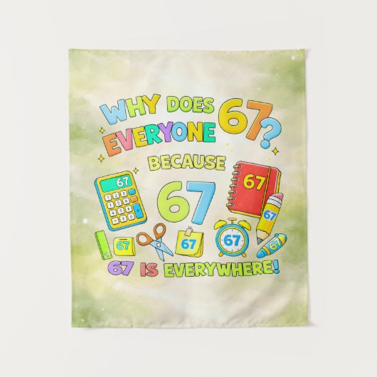 Funny Maths Number 67 Joke Poster for Kids Wandkleed (Voorkant)