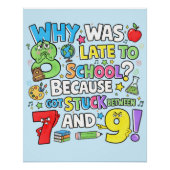 Funny Maths Poster for Kids UK Classroom Numbers  (Voorkant)