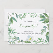 Funny MATRON OF HONOR VOORSTEL card, Greenery Kaart (Voorkant)