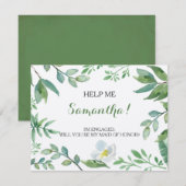 Funny MATRON OF HONOR VOORSTEL card, Greenery Kaart (Voorkant / Achterkant)