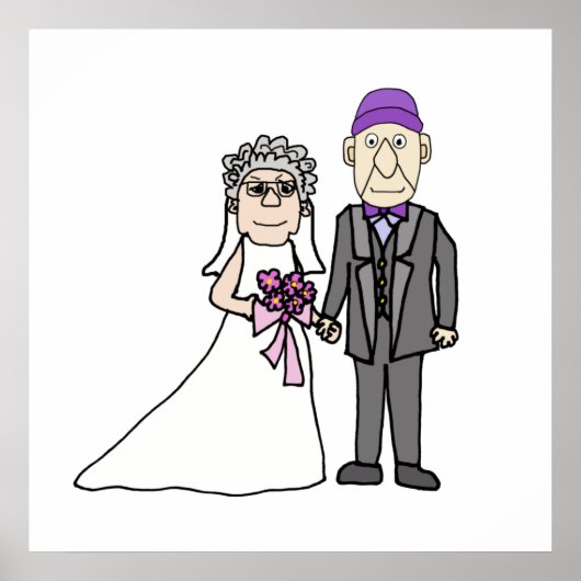 Funny Mature Bride and Groom Wedding Seniors Poster (Voorkant)