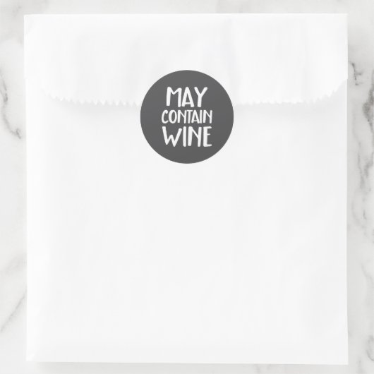 Funny May Contain Wine  Ronde Sticker (Tas)
