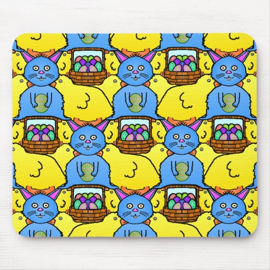 Funny MC Easter Bunny Chicks Tessellation Pattern Muismat (Voorkant)