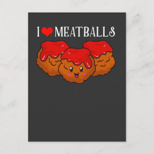 Funny Meatball minnaar Kawaii Food Fan Briefkaart