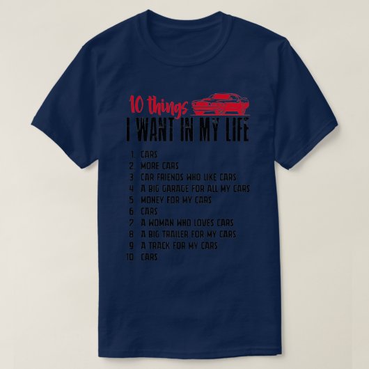 Funny Mechanic 10 dingen die ik in mijn leven meer T-shirt (Design voorkant)