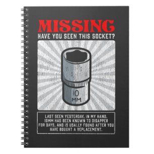 Funny Mechanic 10mm Socket Missing Workshop Tool Notitieboek