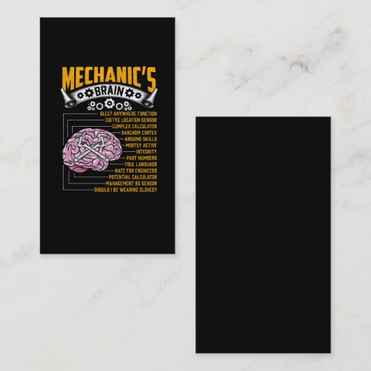 Funny Mechanic Brain Workshop Garage Hobbyisten Visitekaartje (Voorkant / Achterkant)