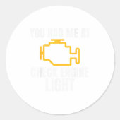 Funny Mechanic Check Engine Light Car Auto Repair  Ronde Sticker (Voorkant)