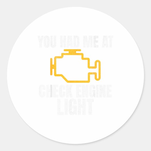 Funny Mechanic Check Engine Light Car Auto Repair  Ronde Sticker (Voorkant)