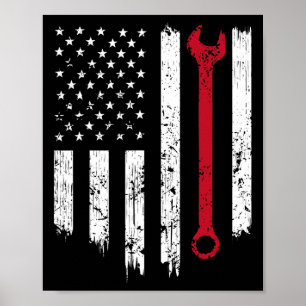 Funny  Mechanic Distress American Flag Gi Poster