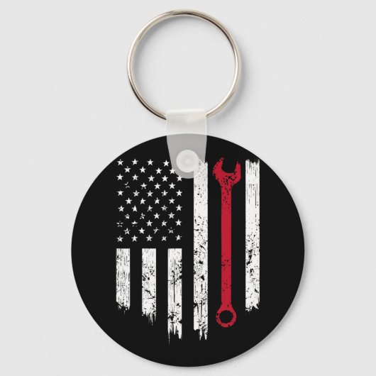Funny  Mechanic Distress American Flag Gi Sleutelhanger (Voorkant)