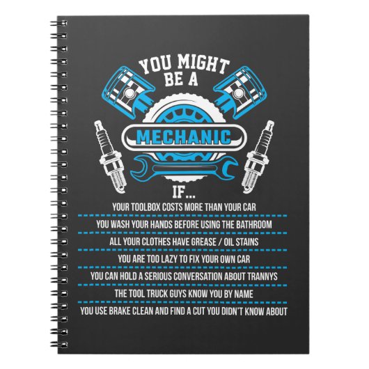 Funny Mechanic Garage Workshop-technicus Notitieboek (Voorkant)