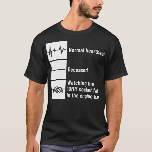Funny Mechanic Heartbeat bij een 10mm-socket T-shirt (Voorkant)